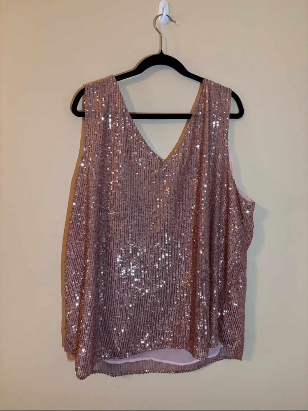 LOFT Rose Gold Sequin V-Neck Tank Top - Picture 3 of 3
